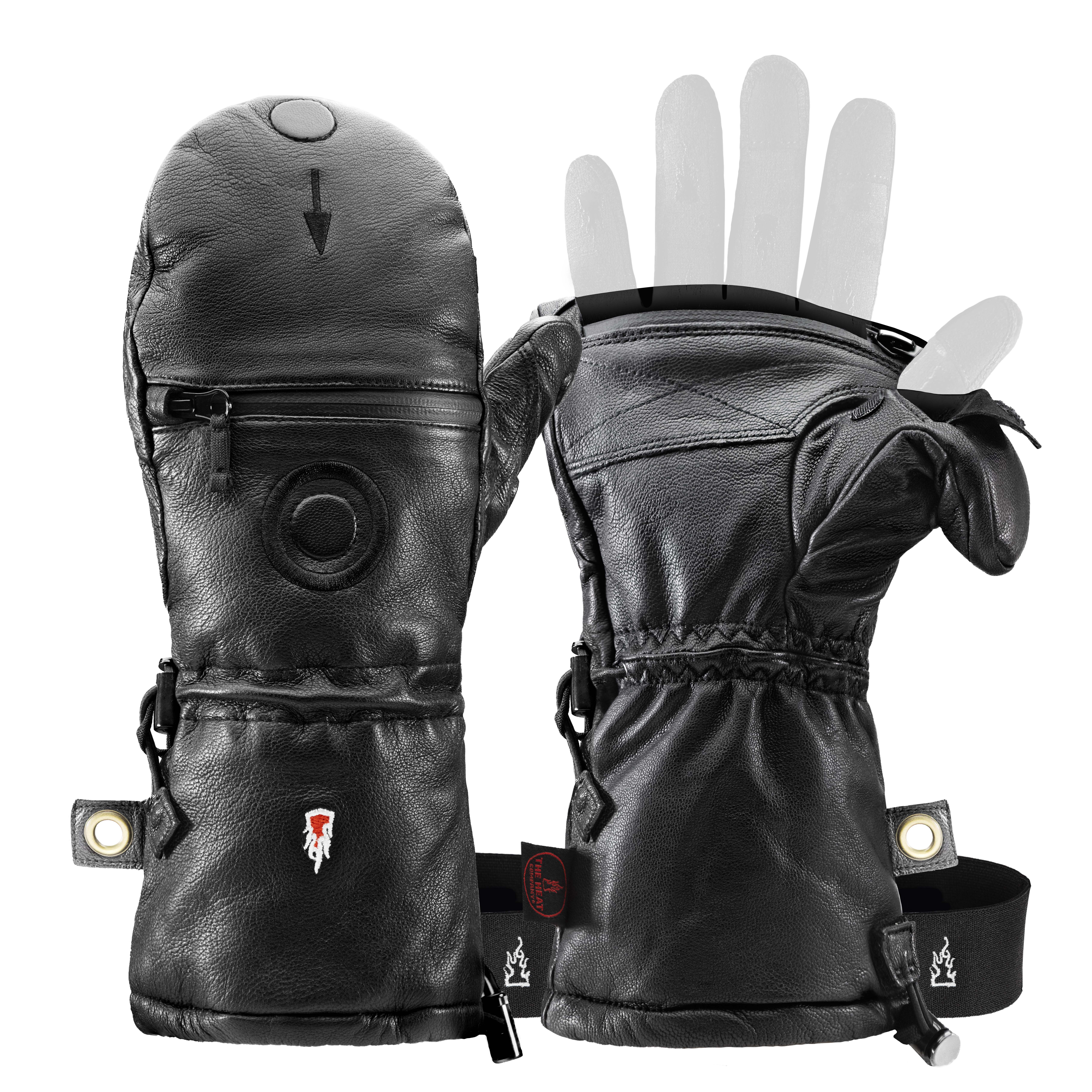 Gants de photographie en cuir : moufles SHELL FULL LEATHER de THE HEAT COMPANY