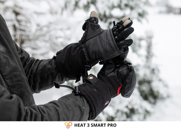 Extra Warm Gloves HEAT 3 SMART PRO from THE HEAT COMPANY with Foldable Mittens for Photographers